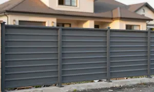 Nowoczesne ogrodzenie panelowe w kolorze grafitowym, idealne do Twojego domu. Sprawdź montaż ogrodzenia panelowego cena.