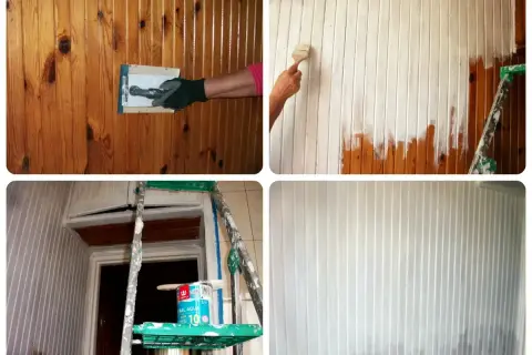 Malowanie boazerii na biało. Przemiana drewnianej ściany w jasną, odświeżoną przestrzeń.
