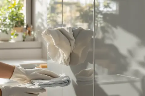 Rękawiczki i ściereczka pomagają w utrzymaniu czystości. Dowiedz się, czym czyścić meble z okleiny, by lśniły jak nowe.