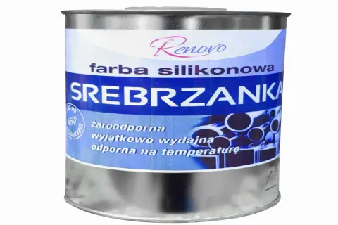 Srebrzanka Renovo - farba silikonowa żaroodporna, wyjątkowo wydajna, odporna na temperaturę. Idealna do ochrony metalowych elementów.