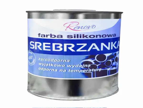 Srebrzanka Renovo - farba silikonowa żaroodporna, wyjątkowo wydajna, odporna na temperaturę. Idealna do ochrony metalowych elementów.